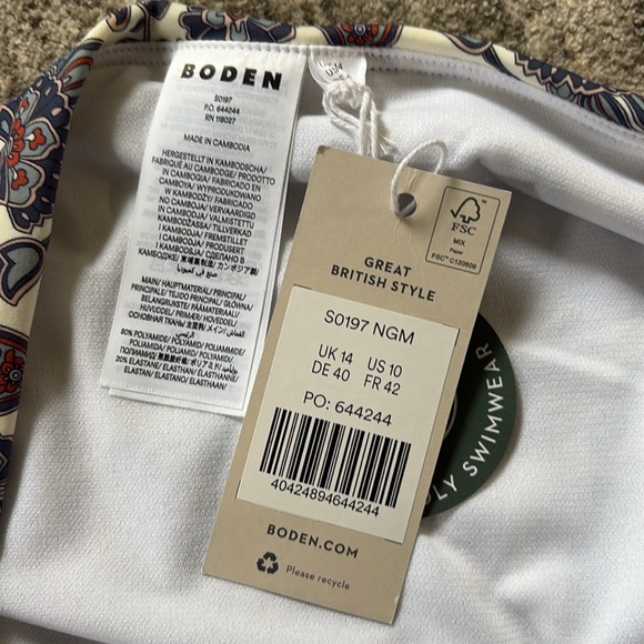 Boden Multicolor Paisley Bikini Bottom - NWT - size 10 - Picture 2 of 5